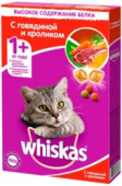Сухой корм для взрослых кошек Вкусные подушечки с нежным паштетом. Аппетитное ассорти с говядиной и кроликом Whiskas 350 гр.