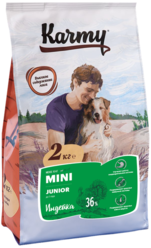 Сухой полнорационный корм JUNIOR MINI для щенков мелких пород Индейка Karmy 2 кг.