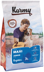 Сухой полнорационный корм JUNIOR MAXI для щенков крупных пород  Индейка Karmy 2 кг.